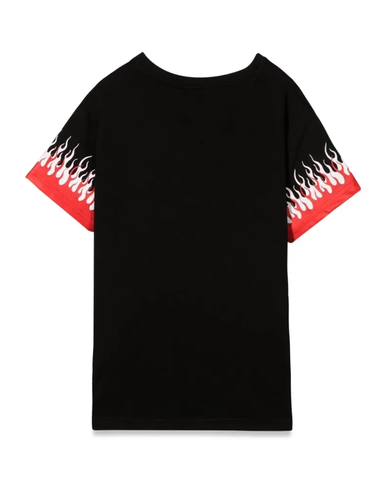 Vision Of Super Double Flame Cotton T-Shirt — Black Black