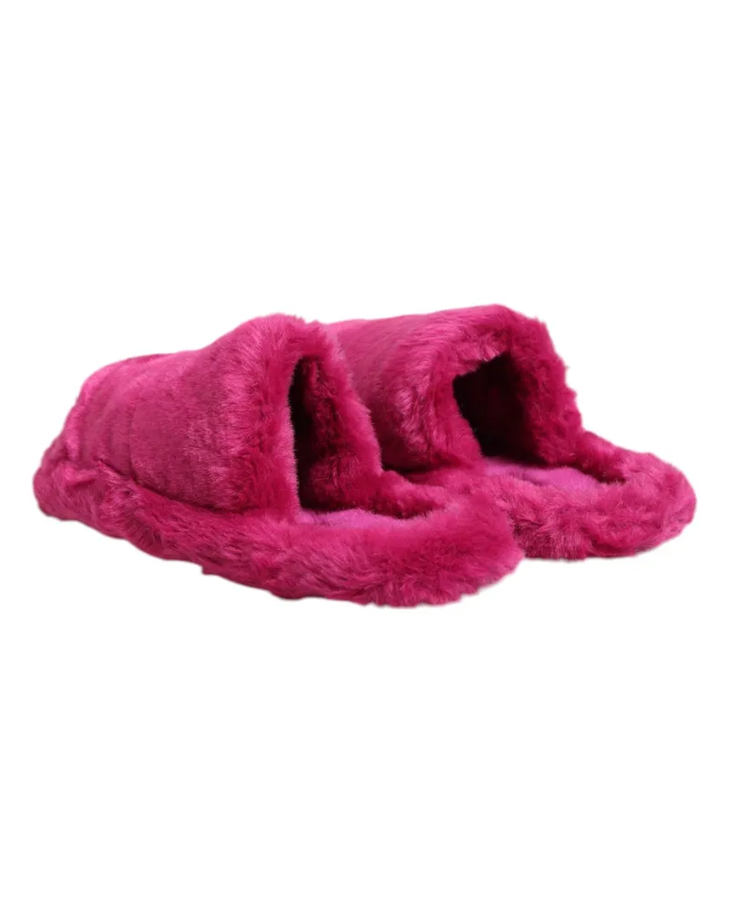 Dolce & Gabbana Pink Acrylic Faux Fur Mens Flats Sandals Shoes Polyester Pink