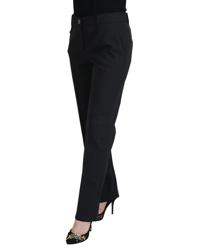 Dolce & Gabbana Grey Women Formal Tapered Pants Gray Wool Elastane Black