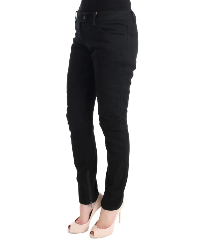 Ermanno Scervino Women's Black Cotton Slim Fit Casual Pants Black