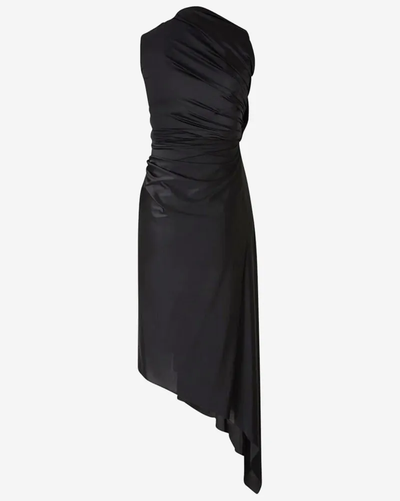 Balenciaga Women's Asymmetrical Dress Stretch Fabric Black Polyamide Black