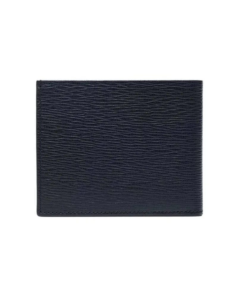 Ferragamo Calfskin with Metallic Logo Wallet — Blue Blue