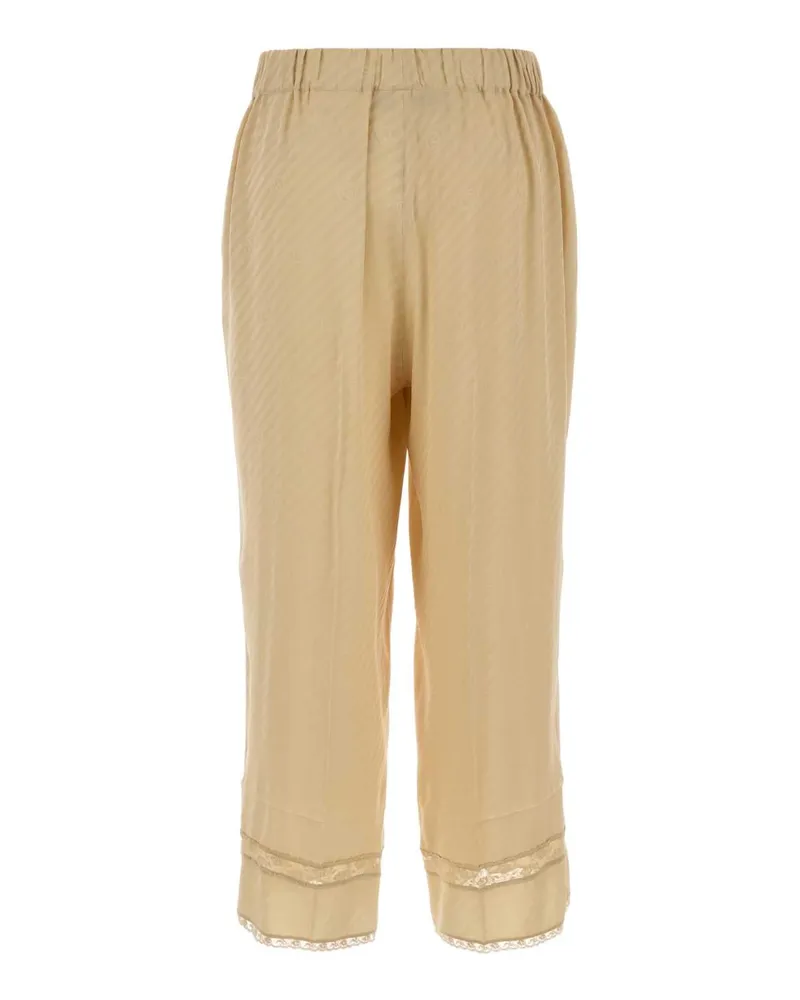 Gucci Embroidered Silk Trousers — Beige Beige
