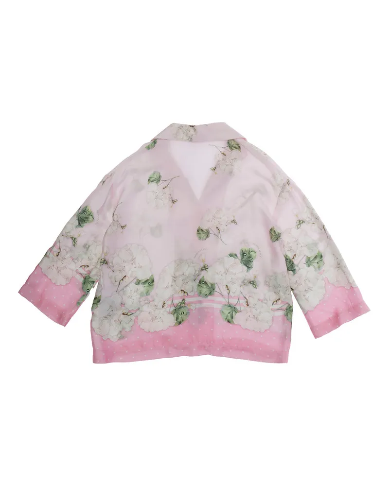 Monnalisa Girls Shirt With Notched Collar — Pink Viscose Blouses And Pink