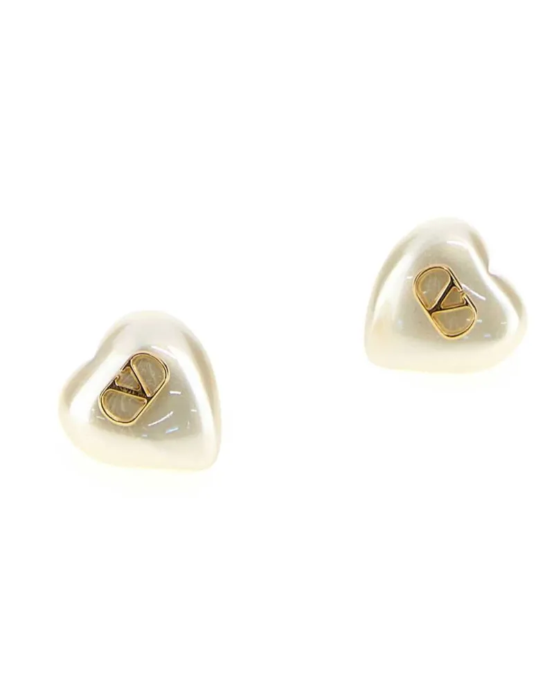 Valentino Garavani Women's White Metal Coeur Royal Earrings Orocream Exterior: Orecchini White