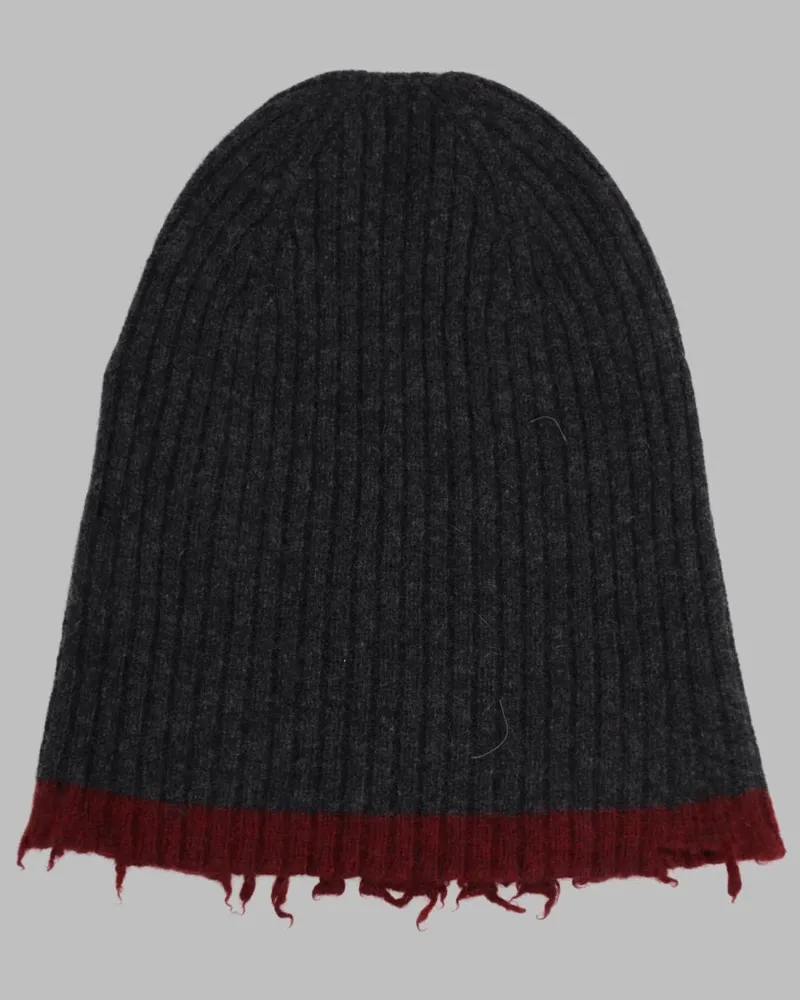 Uma Wang UK0051_UW894 Ribbed Cashmere Beanie — Charcoal Charcoal