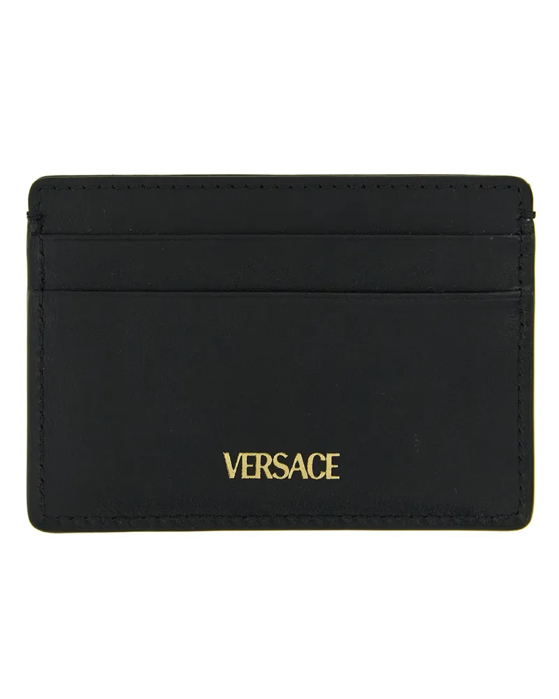 Versace Men's Black Calfskin Cardholder Accessory Black