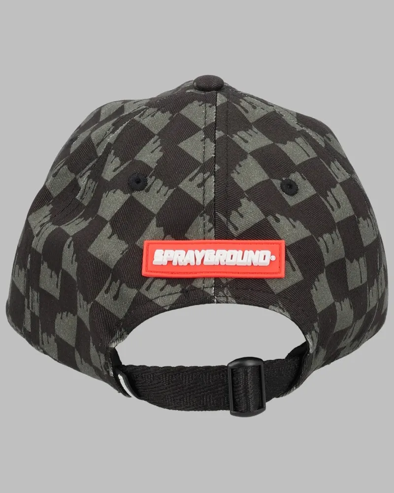 Sprayground SP15058K_GREY Shark Motif Drip Check Baseball Cap — Gray Gray