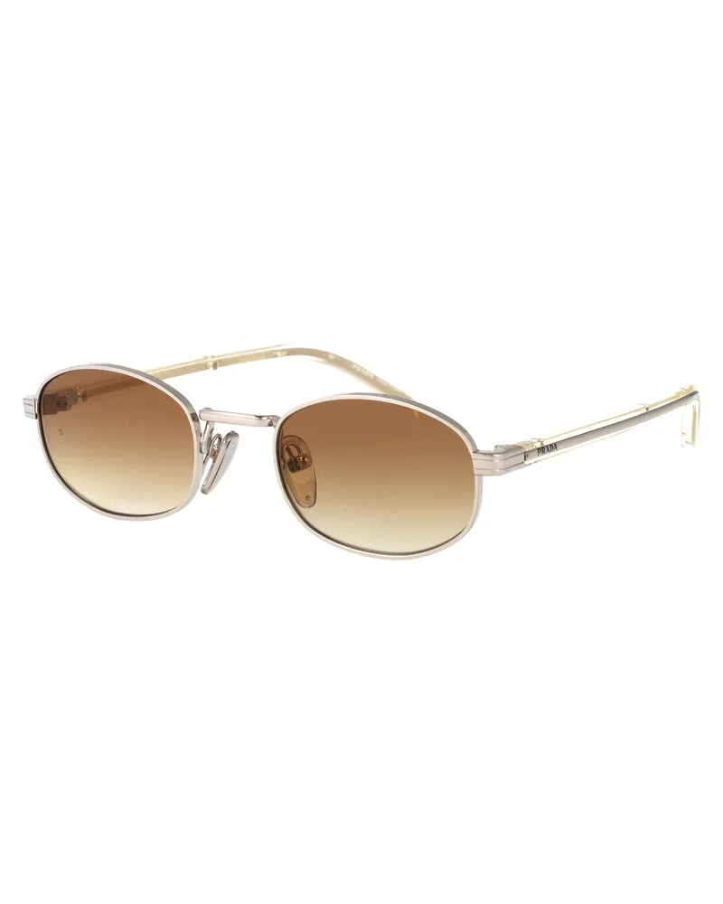 Prada 0PR Geometric Frame Silver Steel Sunglasses — Silver Silver