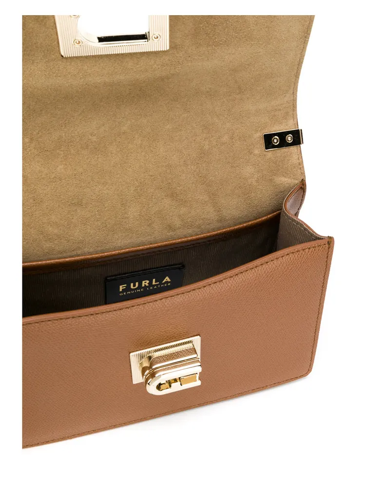 Furla Foldover Calf Leather Crossbody Bag — Brown Brown