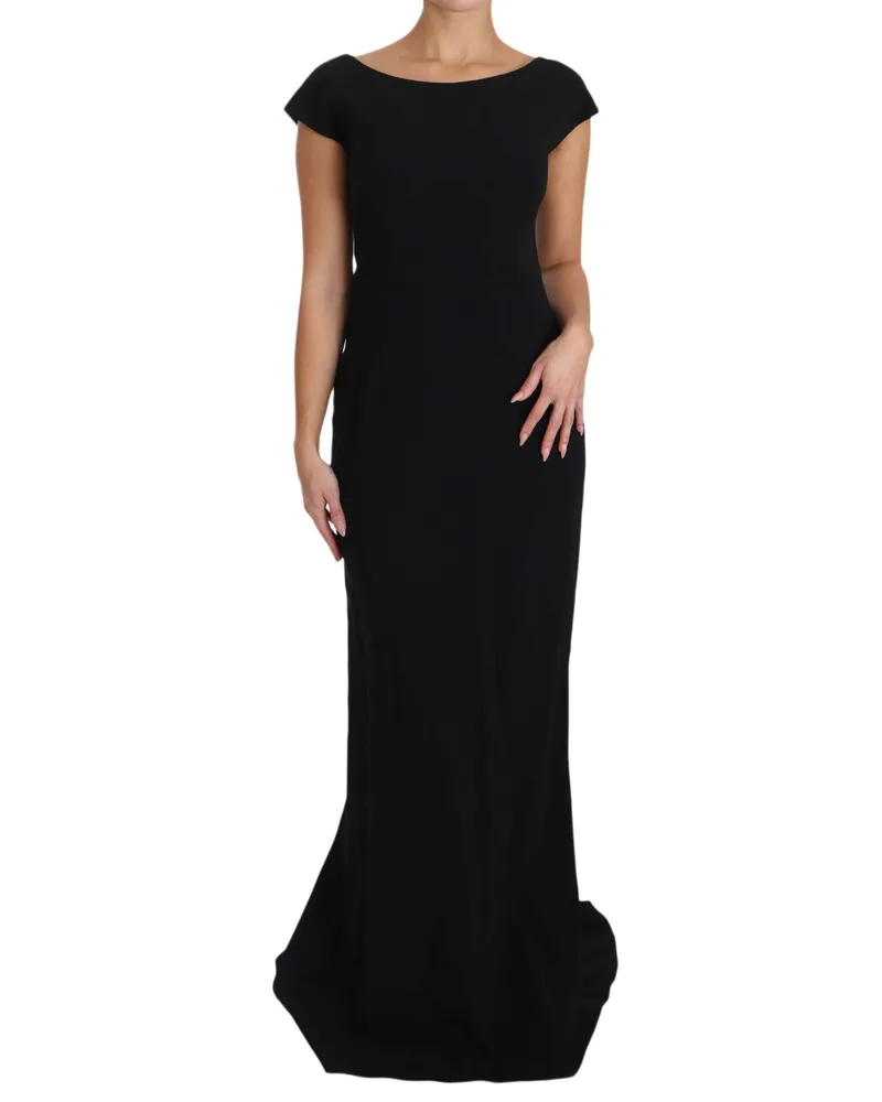 Dolce & Gabbana Women's Black Stretch Fit Flare Gown Maxi Acetate Clothing Black