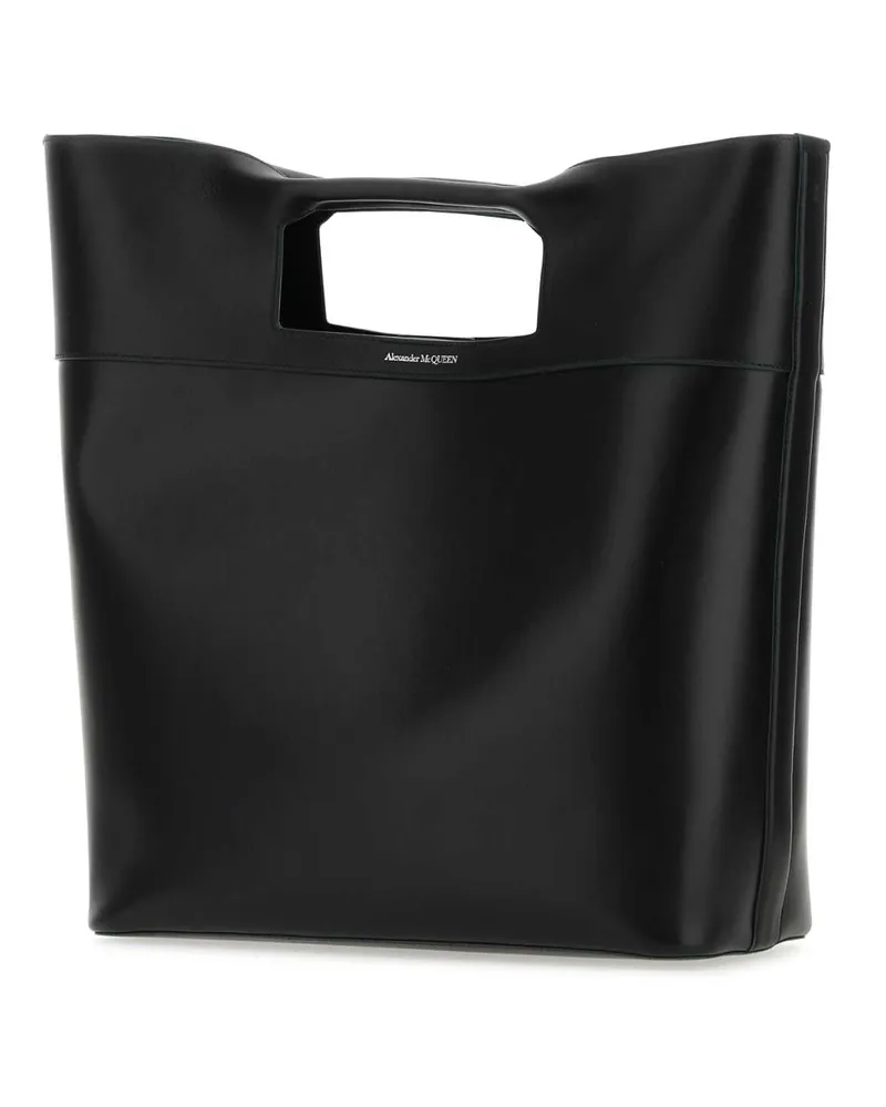 Alexander McQueen Men's Black Leather The Square Bow Shopping Bag 1000 Borse A Mano Black