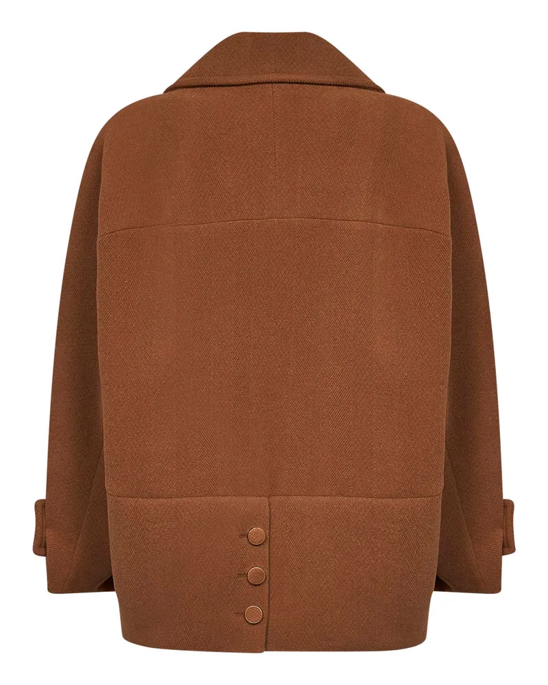 Chloé Virgin Wool Herringbone Coat — Brown Brown