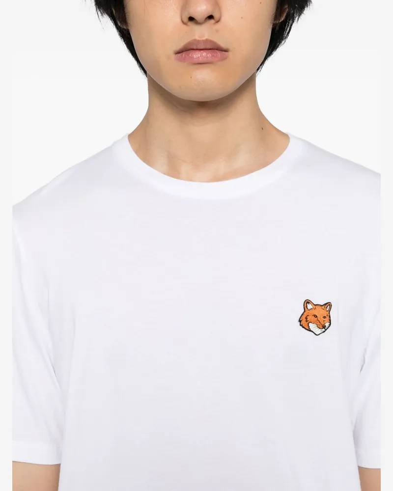 Kitsuné Fox Head Embroidered Cotton T-shirt — White White