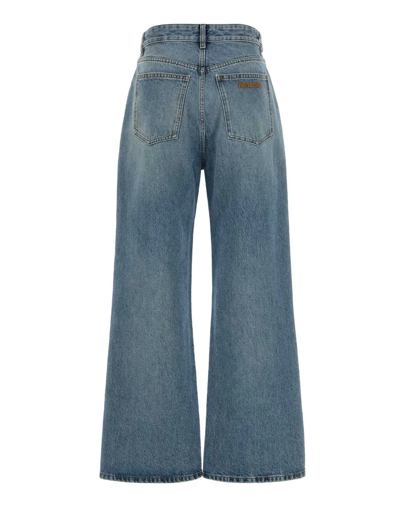 Miu Miu High-Rise Wide-Leg Denim Jeans — Blue Blue