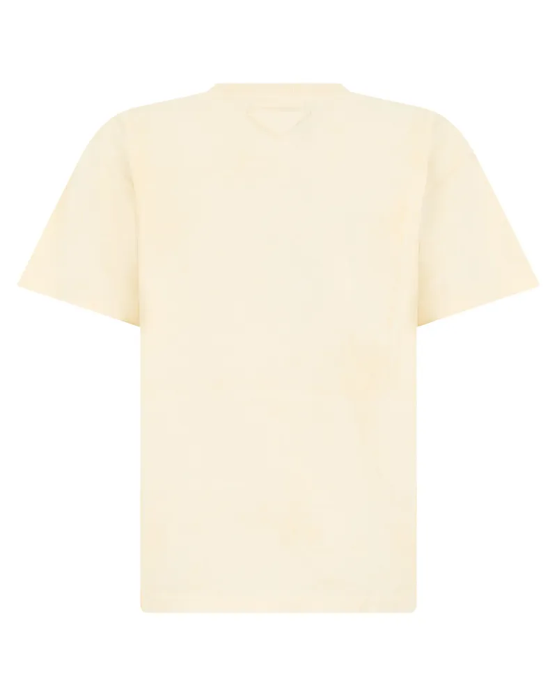 Prada Logo-Embroidered Graphic T-Shirt — Yellow Yellow