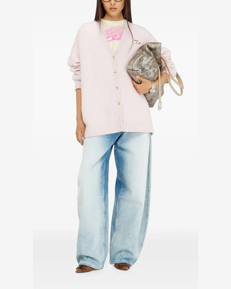 Diesel Logo Wool Blend Cardigan — Pink Pink