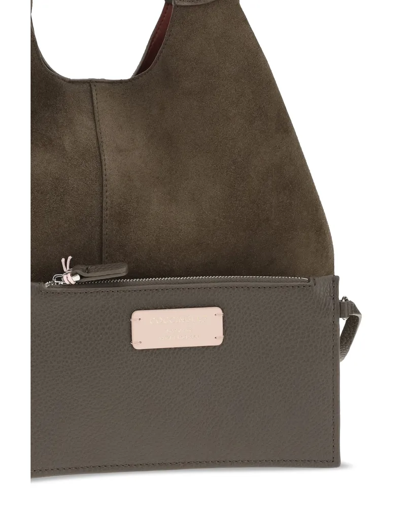 Coccinelle Women's Shoulder Bag C-Easy Taupe Taupe-Taupe Calf Leather Taupe/taupe Taupe