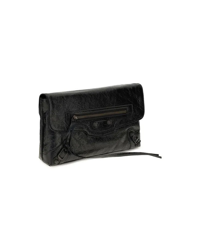 Balenciaga Women's Black Lamb Ovis Aries Clutch Bag Black