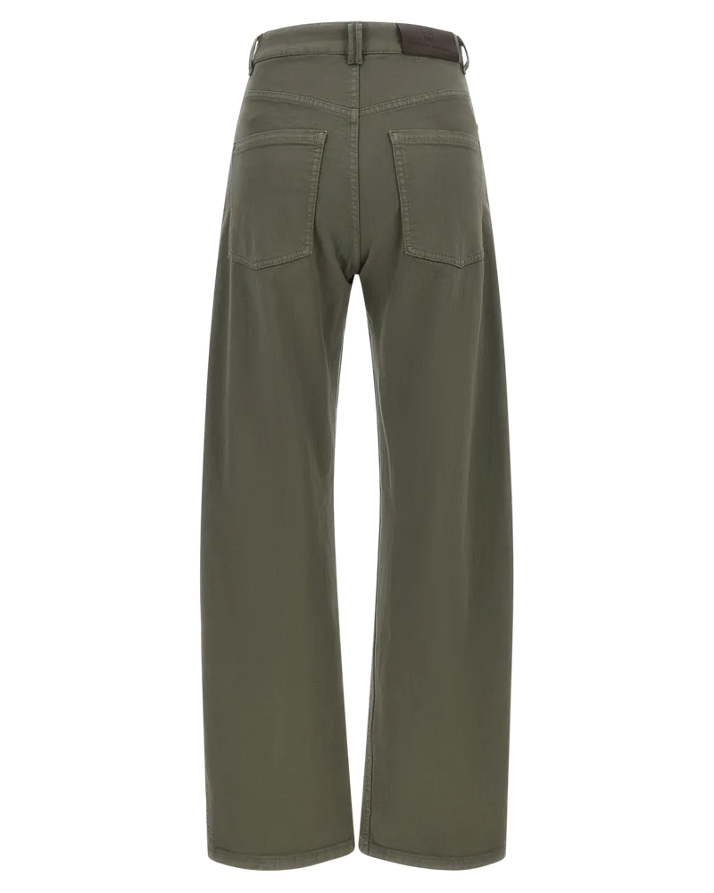 Brunello Cucinelli Wide-Leg Stretch Cotton Jeans — Green Green