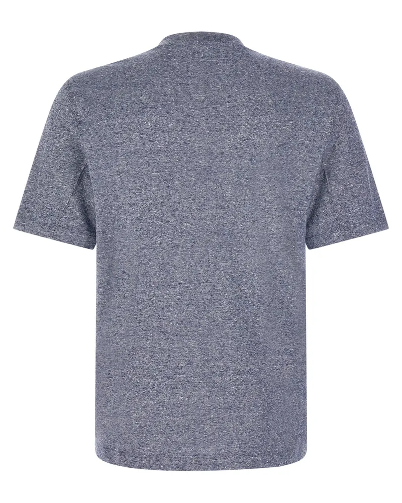 Brunello Cucinelli Men's Blue Linen T-Shirt Blue