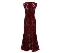 Floral Lace Midi Dress — Bordeaux