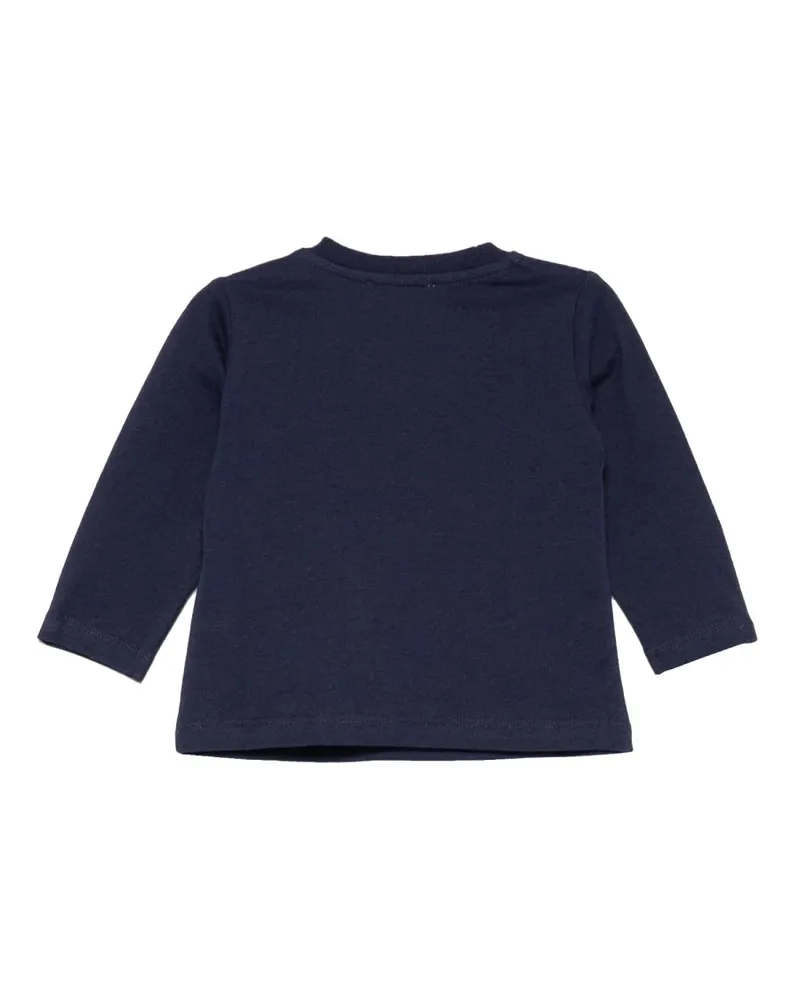 Moschino Logo-Embroidered Cotton T-Shirt — Blue Blue