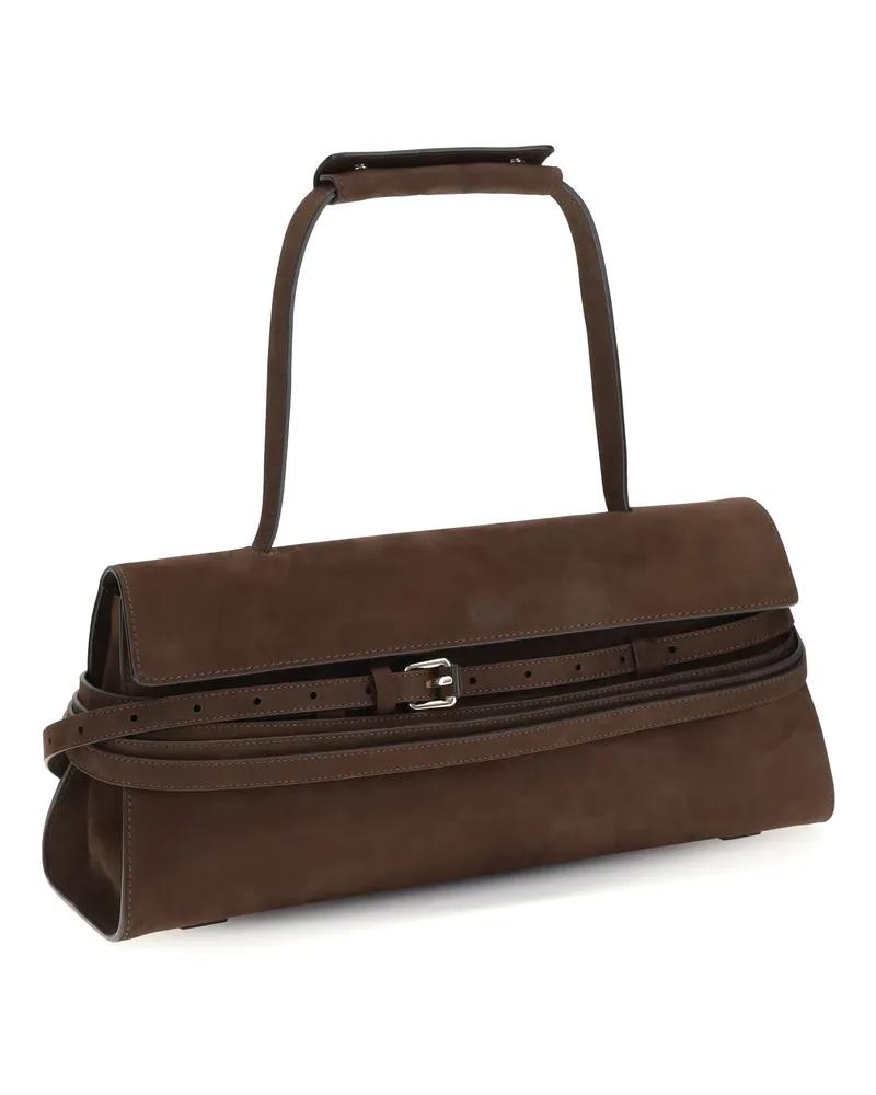 Moschino Women's Tie Me Medium Shoulder Bag Cioccolato Calf Leather Bos Taurus Brown
