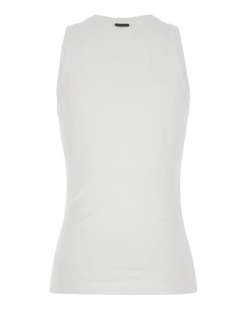 Brunello Cucinelli Women's Crew Neck Top White Cotton Tops 