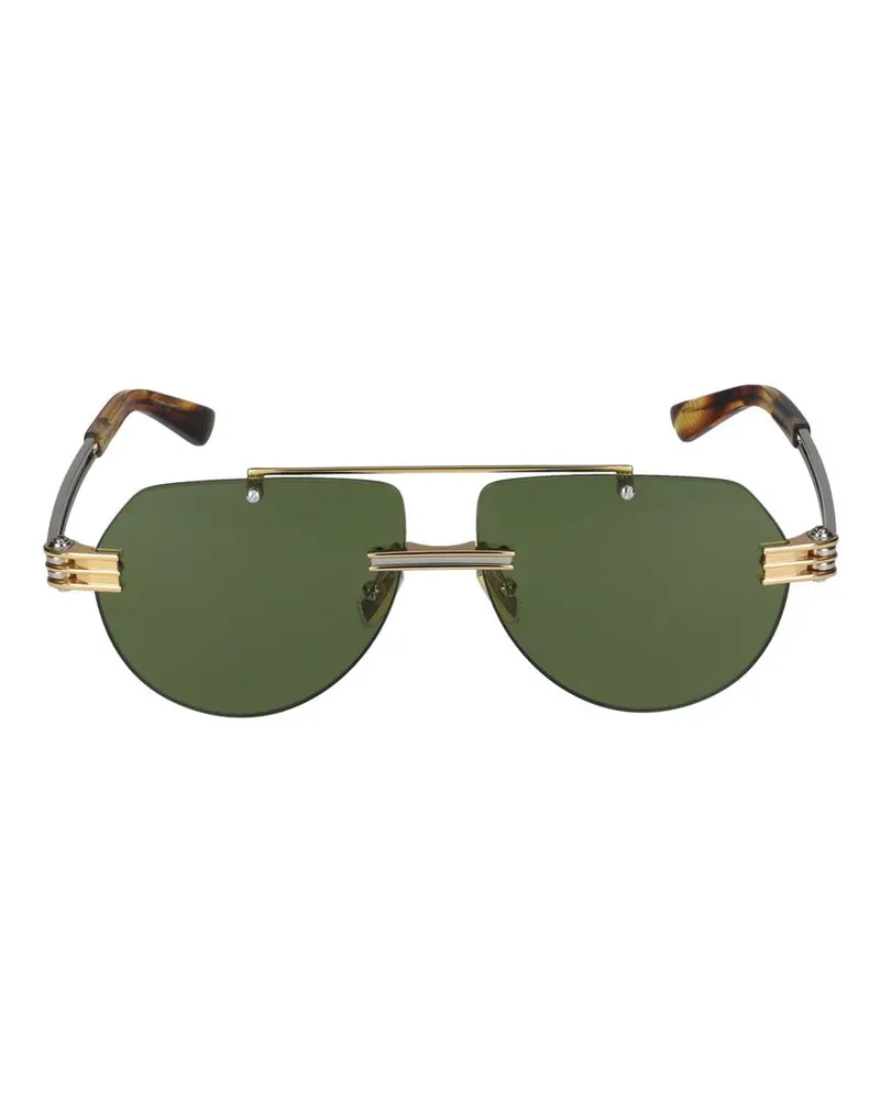 Bottega Veneta Unisex Sunglasses Bv1342s 003 Gold Silver Green 13-145 Metal Gold