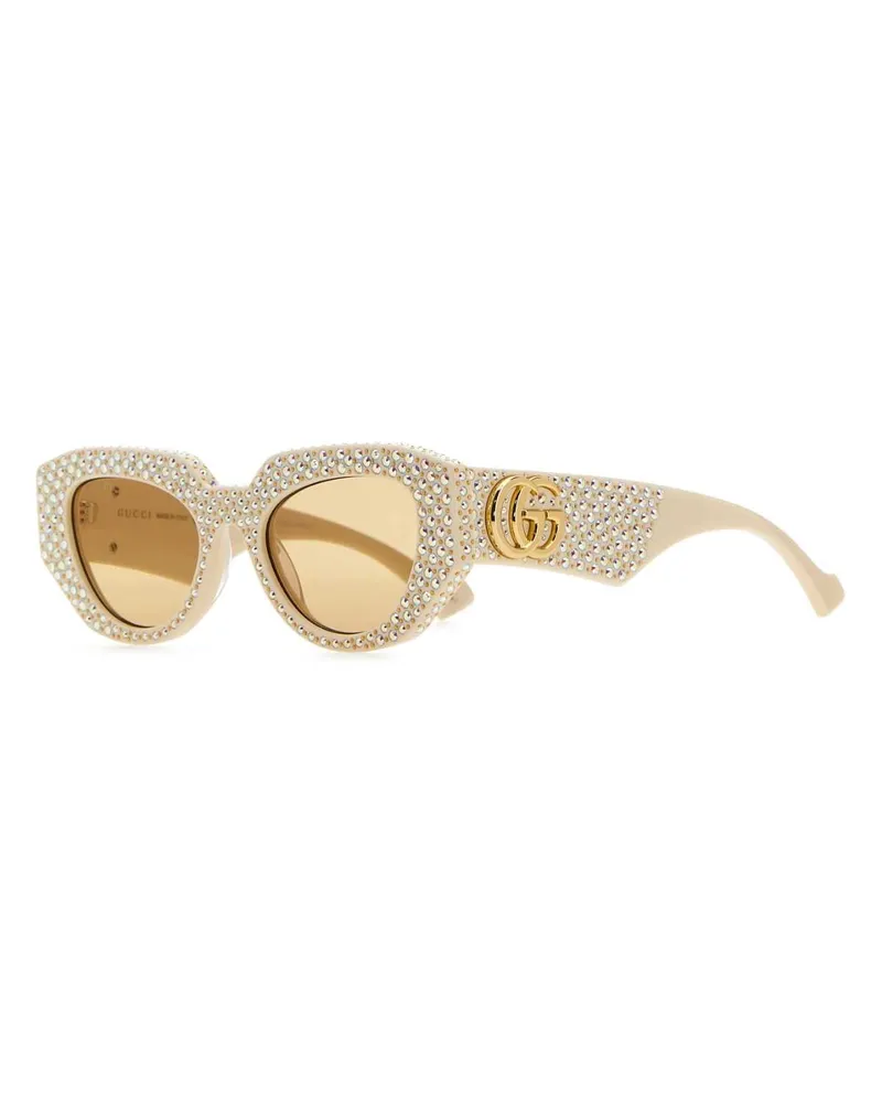 Gucci Women's Crystal-Embellished Acetate Sunglasses Beige Beige