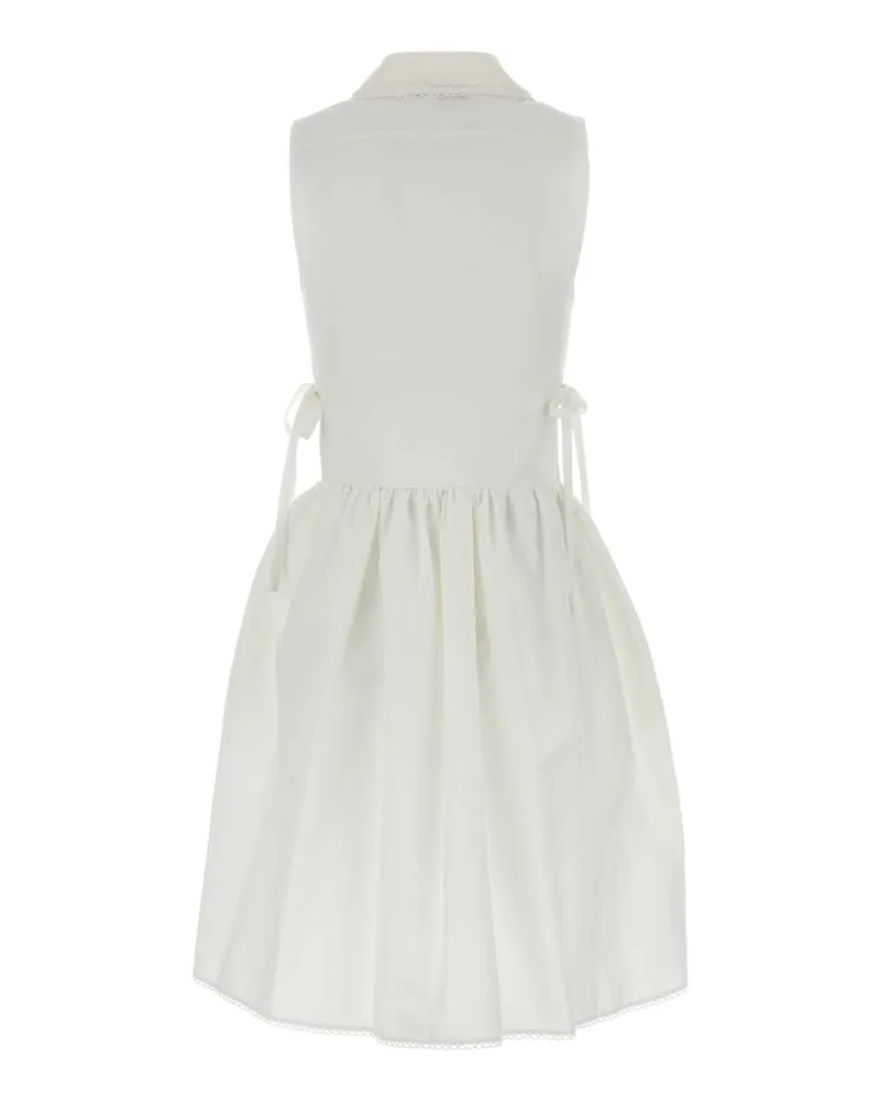 Miu Miu Women's White Cotton Blend Mini Dress Bianco Exterior: Linen Abiti White