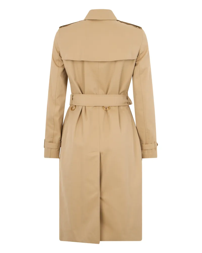 Burberry Double-Breasted Cotton Trench Coat — Beige Beige