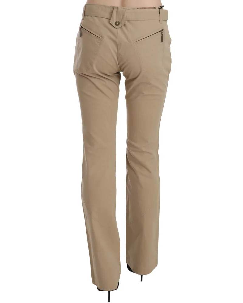 Just Cavalli Women's Beige Cotton Mid Waist Straight Trousers Pants Other Materials Beige