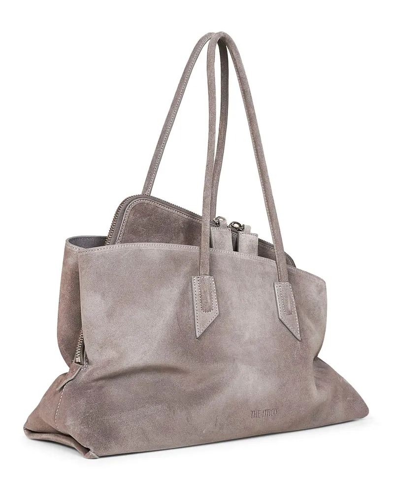 ATTICO Women's Top Handle Bag La Passeggiata Grey Calf Leather Handbags Hand Gray