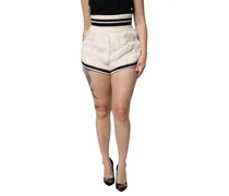 Women's White Faux Fur High Waisted Hot Pants Short Acrylic Polyester