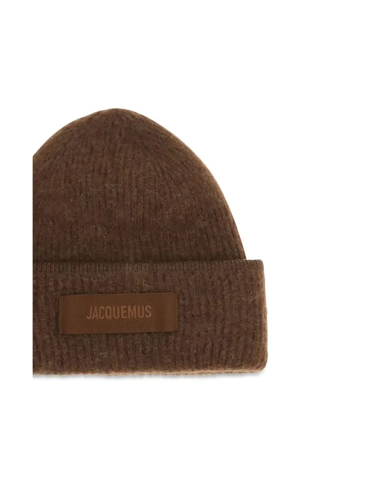 Jacquemus JAACU00666AK00227850BB Alpaca Blend Ribbed Beanie — Brown Brown