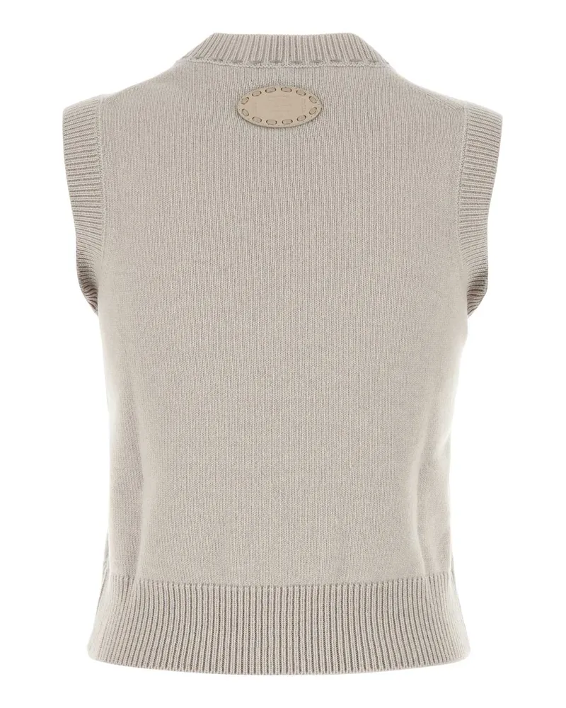 Fendi Women's Cappuccino Cashmere Vest Grey Exterior: Maglieria Gray