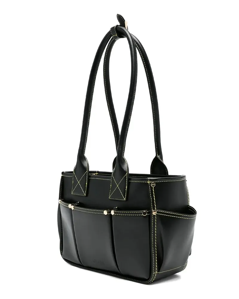 Ganni Women's Shoulder Bag Posy Black Recycled Leather Black