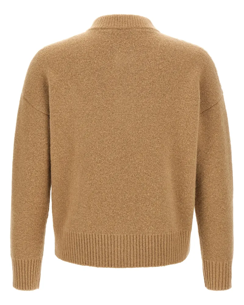 AMI Paris Alpaca-Wool Blend Cardigan — Beige Beige