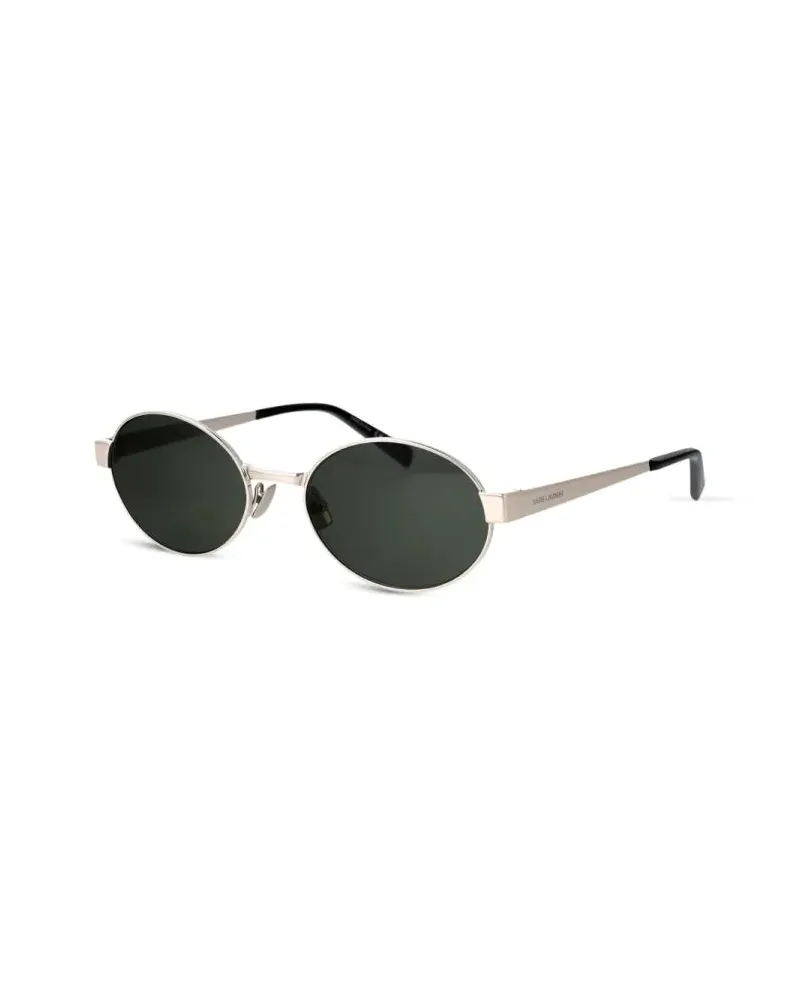 Saint Laurent SL692 Metal Oval Sunglasses — Silver Silver