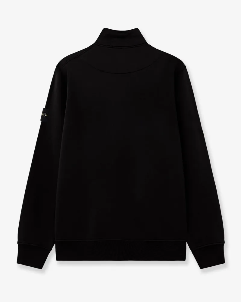 Stone Island Men Sweatshirt With Side Logo Patch Black Organic Cotton Sweatshirts Sweater Black