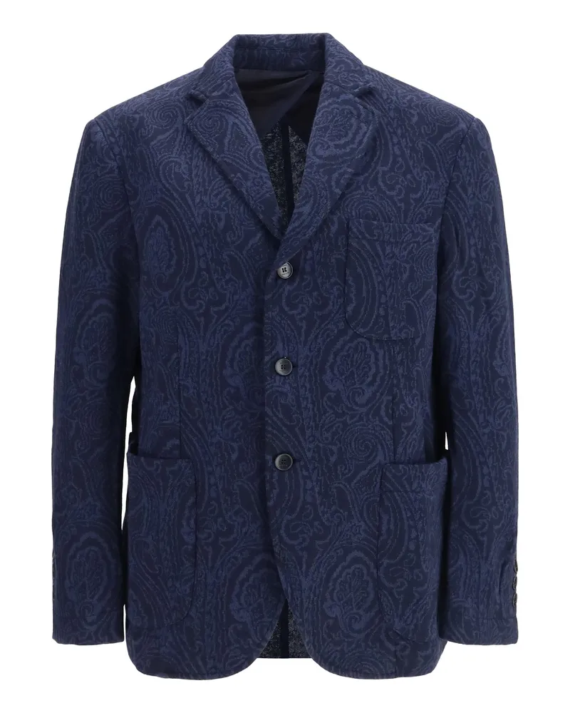 Etro Men's Jacket Arnica Wool-Blend Blue Merino Wool Blue