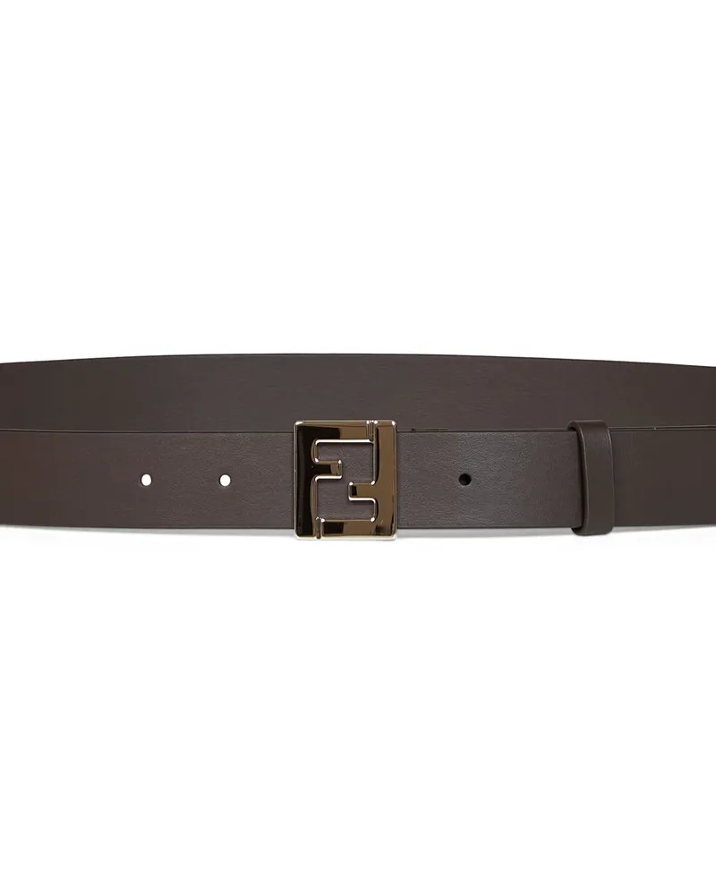 Fendi FF Logo Plaque Belt — Brown Brown