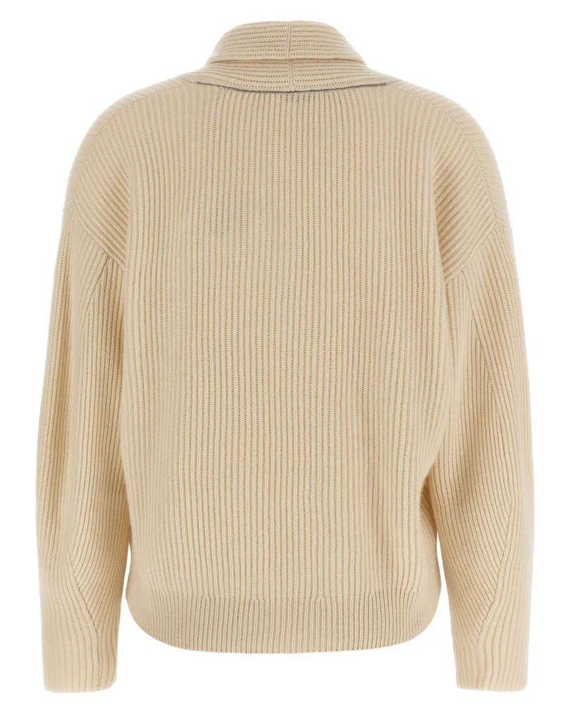 Brunello Cucinelli Cashmere Ribbed Sweater — Beige Beige