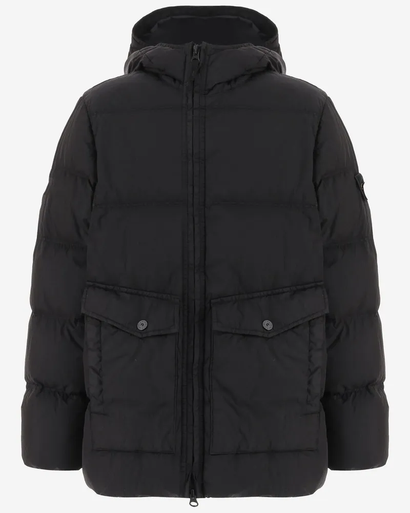Stone Island Padded Hooded Down Jacket — Black Black
