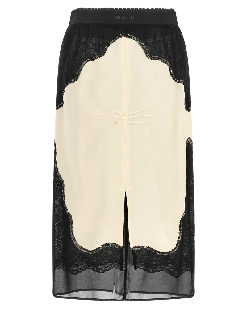 ATTICO Lace-Insert Midi Skirt — White White