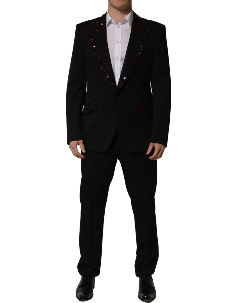 Dolce & Gabbana Single-Breasted Virgin Wool Pant Suit — Black Black