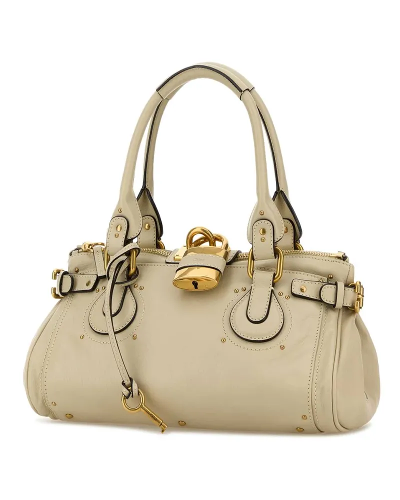 Chloé Women's Sand Leather Paddington Shoulder Bag Cloudycream Borse A Mano Beige