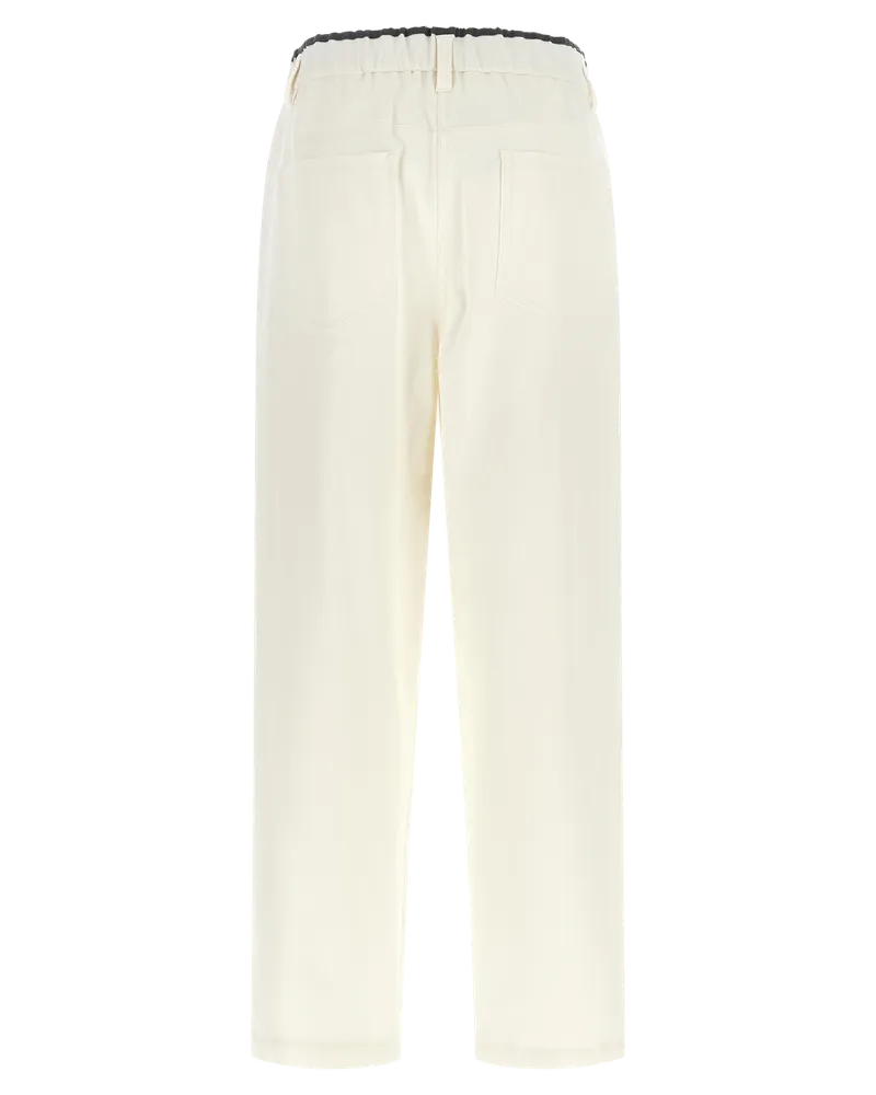 Brunello Cucinelli Cotton Elastic-Waist Trousers — White White